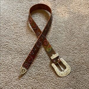 Embellished leather western belt